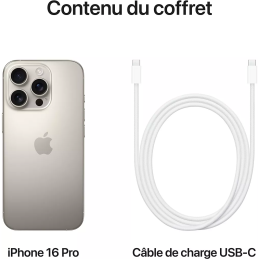 Smartphone APPLE iPhone 16 Pro Titane Naturel 128Go Reconditionné